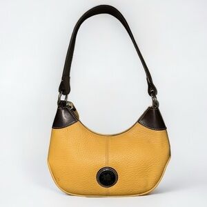 Dooney & Bourke All Weather Leather 2 Mustard & Brown Hobo Shoulder Bag